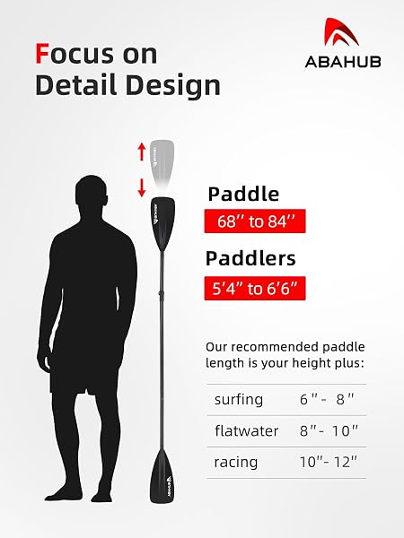 Abahub Pagaia SUP Alluminio Remi SUP Paddle Stand Up Paddle Telescopico 173-213 cm per Tavola da Surf Canoa SUP, Lama in Nylon di Plastica in Nero/Blu/Verde/Rosso/Arancione/Giallo - 3