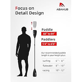 Abahub SUP Paddles - 4 Piece Adjustable Stand up Paddle - Lightweight Oar for Paddleboard, Aluminum Alloy PU Coated Shaft 68 - 86, Black Plastic Nylon Blade