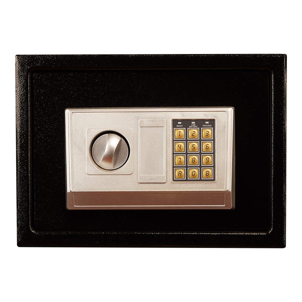 Caja Fuerte Cofre Electrónico Seguridad Caja Fuerte Digital Efectivo Acero Caja Fuerte para Dinero Hogar Negro/Negro/35X25X25Cm