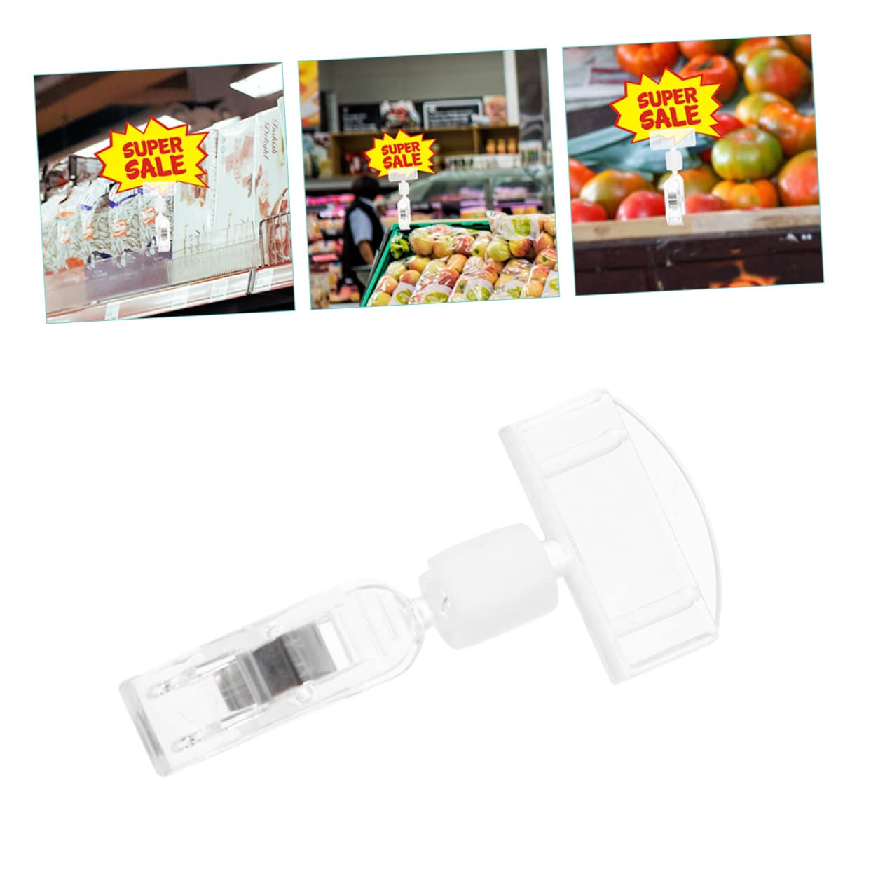 100 Pièces Clip Affichage Transparent pour Étiquettes de Prix Support Publicitaire Pratique pour Magasins et Expositions Ajustable et pour Présenter Notes et Photos