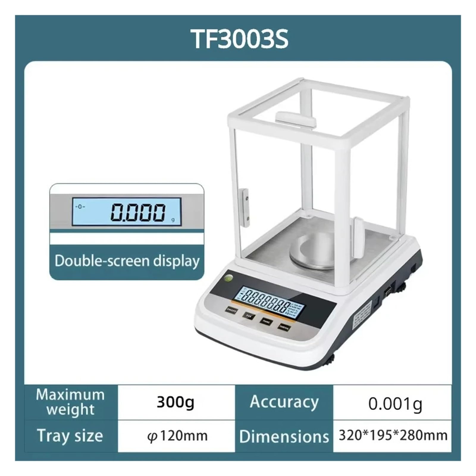 Laboratorium Precyzyjna waga analityczna Dwuekranowy wyświetlacz Cyfrowa waga jubilerska Waga 200g/300g/500g 0.001g Dokładna odpowiedź(TF3003S (300g 1mg))