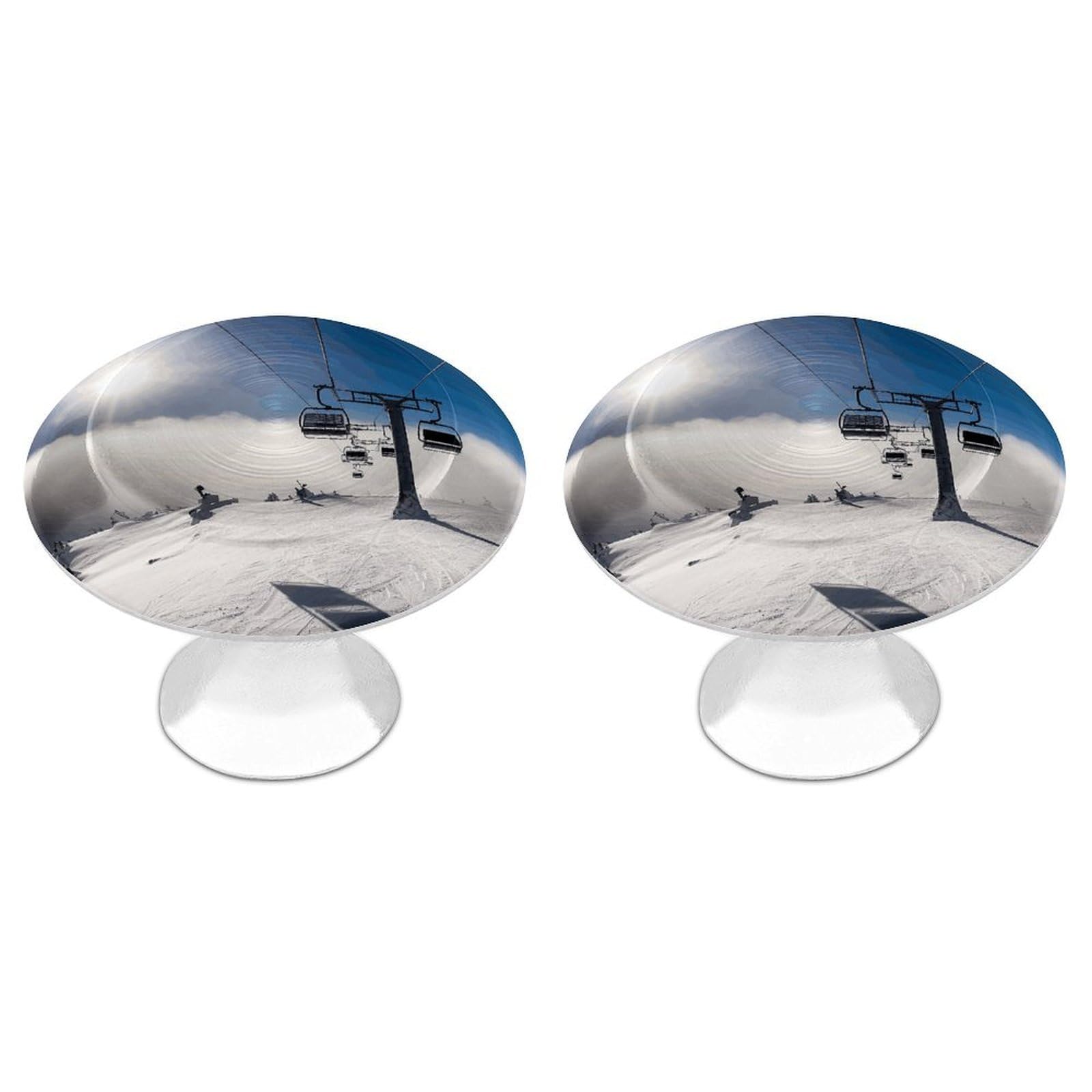 FekiLoot Ski Lift at Sunshine Cabinet Knobs Personality Stainless Steel Round Drawer Handles Circle Modern Cabinet Handles Drawer Knobs for Kitchen Dresser Bathroom Cupboard Furniture