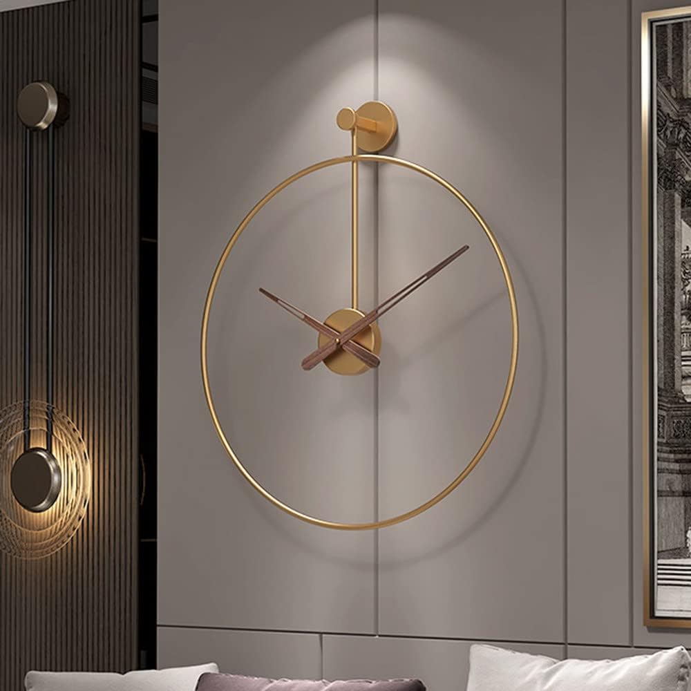 Orologio da Parete Moderno a Grande Dimensione Silenzioso a Pendolo Orologio da Parete Decorativo per Cucina, Soggiorno e Ufficio Decorazione da Parete Unica in Oro 50 cm