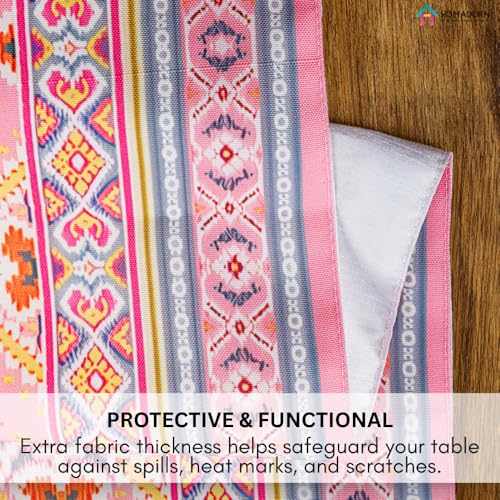 Image of HOMADORN Premium Digital Printed Table Runner - Double Layered Durable Fabric, Elegant Dining & Coffee Table Decoration, Fade-Resistant Prints, Easy Care (13X60 Inches ( 4 Seater), Boho Bliss)
