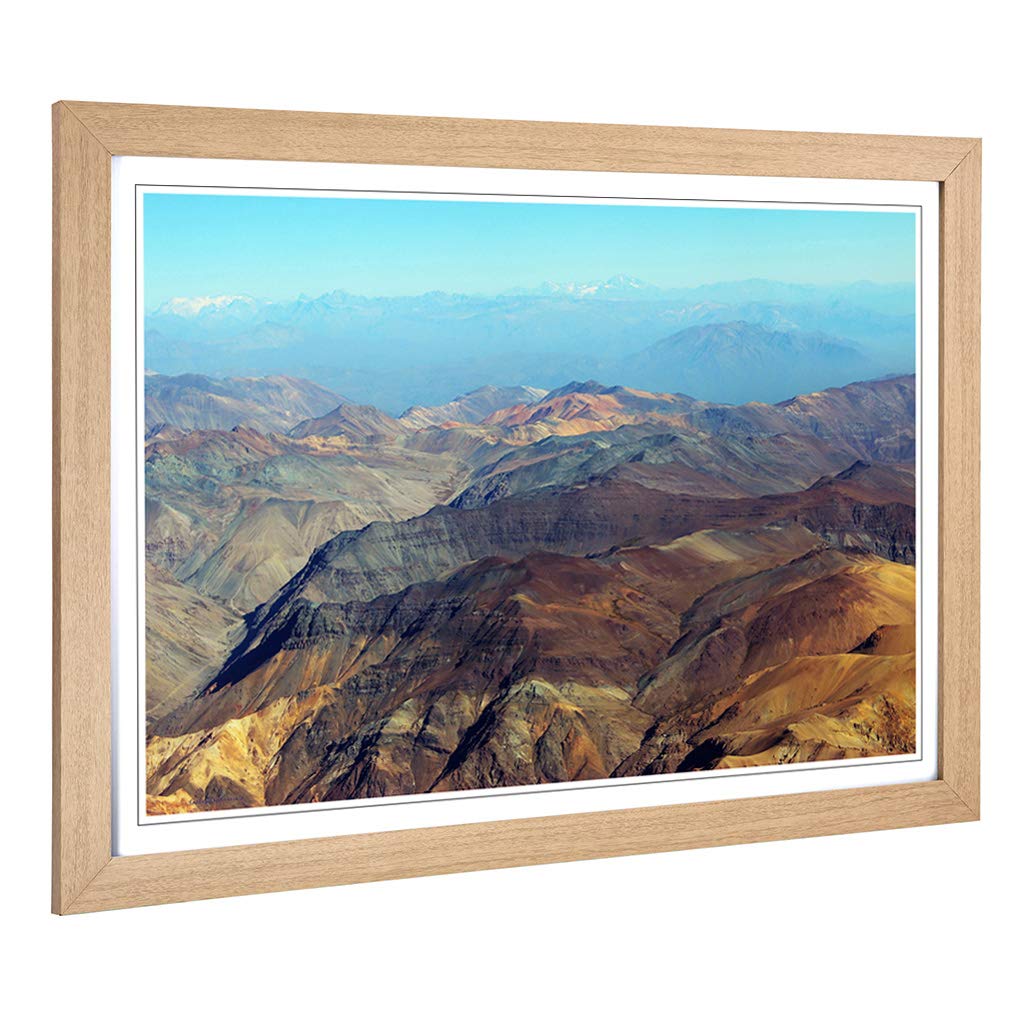 Big Box Art Framed Print of Landscape Andes Mountains Argentina Chile 2 Design | Wall Art Picture | Home Decor for Kitchen, Living Room, Bedroom, Hallway, Oak, A2 / 24.5x18 Inch / 62x45cm
