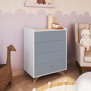 Cômoda Infantil 4 Gavetas Affetto Branco/Azul