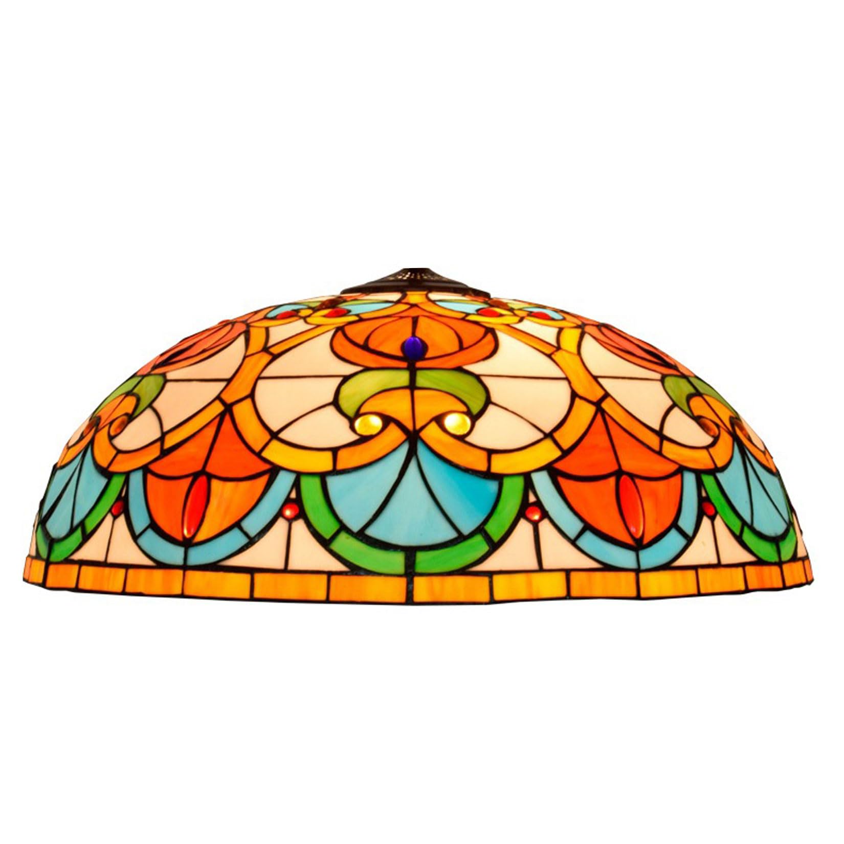 SaryEdge 24 Inch Baroque Lamp Shade Replacement Only, Tiffany Handmade Stained Glass LampShade Orange Peaches Retro Light Cover Accessories for Table Lamp Pendant Light Floor Lamp Fixt，