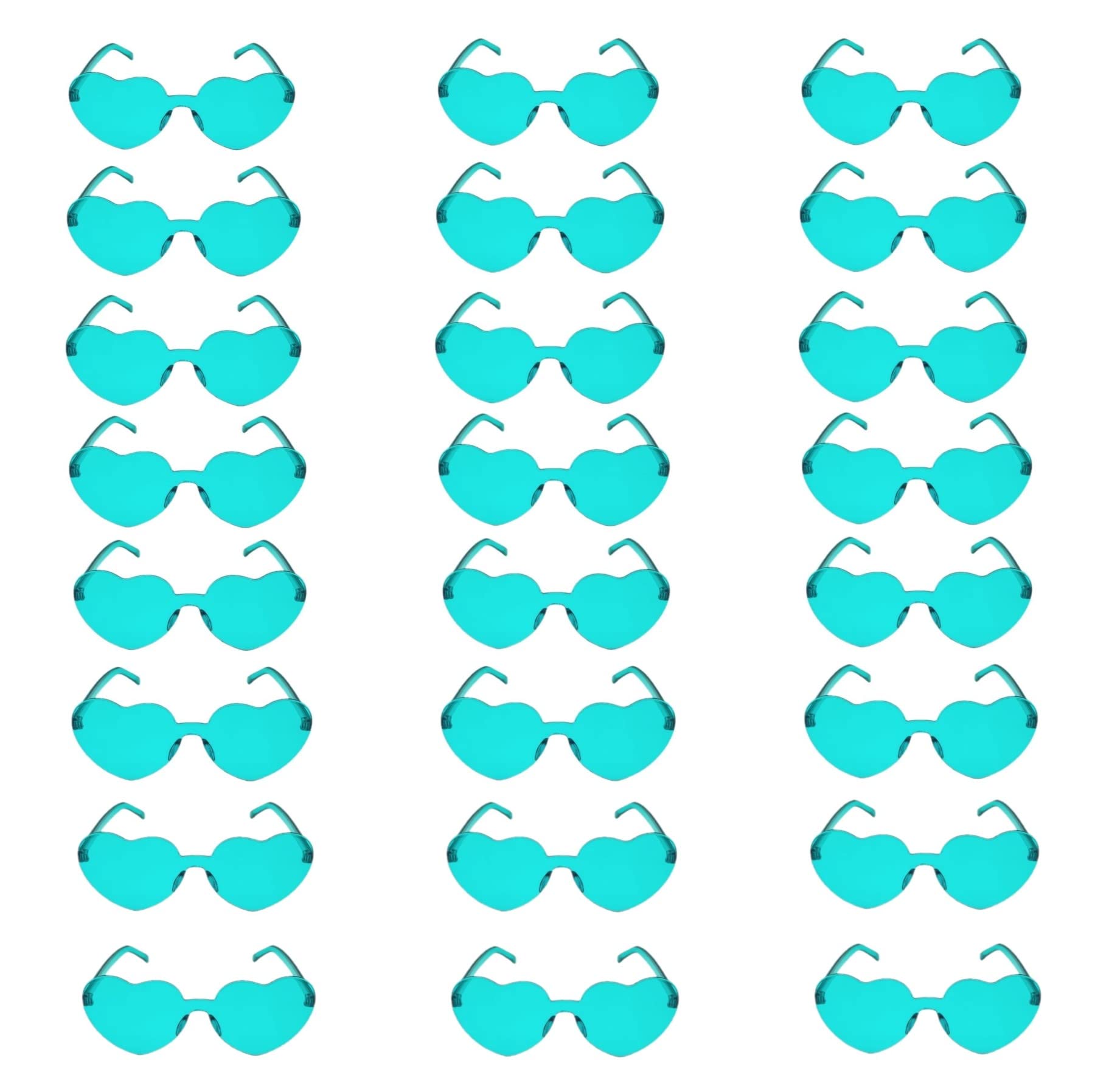 24 Pairs Heart Glasses Candy Rimless Sunglasses Trendy Eyewear Heart Sunglasses Bulk for Party Favors