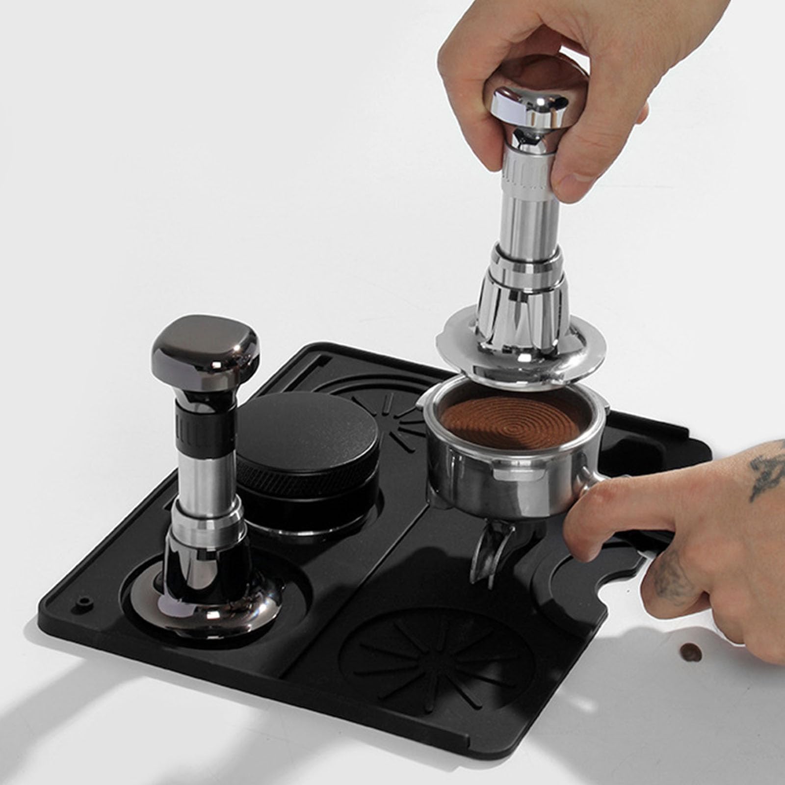 Kaffee Stampfer mit konstantem Druck, Edelstahl, federbelastetes Espresso Werkzeug, ergonomischer für Baristas, verwenden Sie Kaffeezubehör mit ergonomischem
