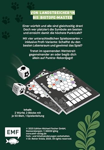 Edition Michael Fischer Würfelspiel: Biotope – Wer schafft den besten Lebensraum? Für 1-6 Personen von 8 bis 99 Jahren, White