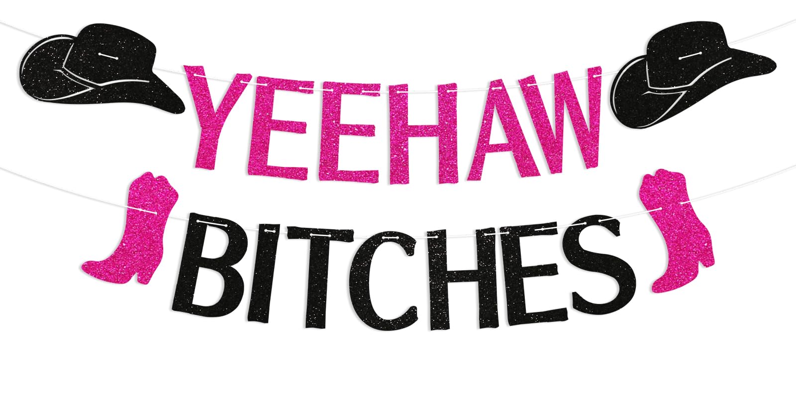 Yeehaw B*tches Banner, Black Hot Pink Glitter Bachelorette Party Decorations, Yeehaw Banner, Western Cowgirl Bachelorette Banner, Nashville Bachelorette Party Decoration Supply