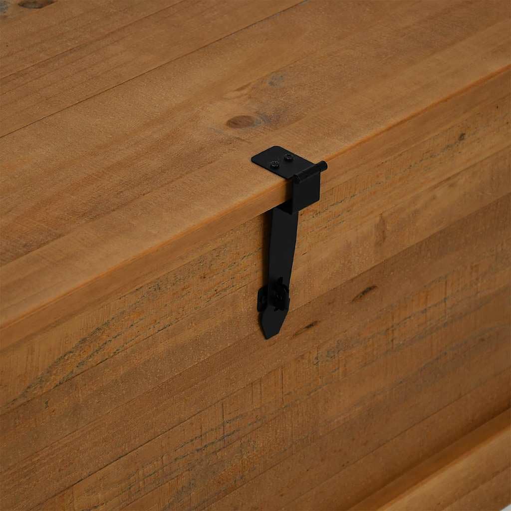 HALDEN Baúl de madera maciza de pino 91 x 91 x 47 cm, doble baúl con asas de metal, baúl de almacenamiento con mucho espacio para ropa y mantas, también utilizable como mesa de café
