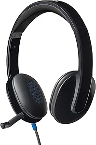 Logitech H540 Wired Headset, Stereo Headphone with Noise-Cancelling Microphone, USB, On-Ear Controls, Mute Indicator Ligh…