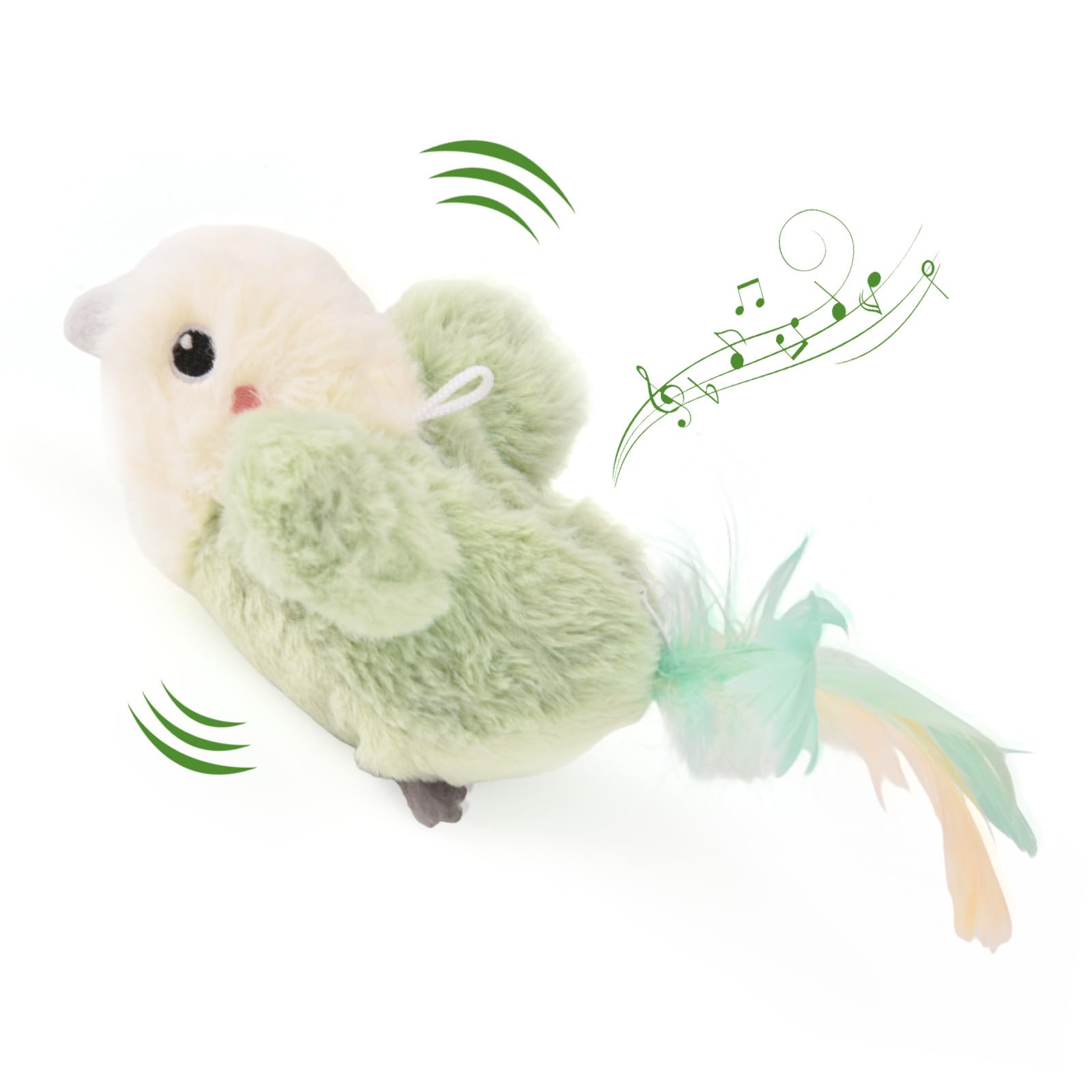 AUSCAT Interactive Flapping Bird Cat Toy, Chirping Catnip Toy with Flapping Wings, USB Rechargeable for Indoor Cats, Green (NO Flying) — image 1