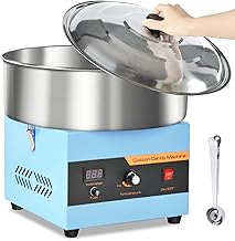 Cotton Candy Machine Commercial, 1000W Professional Cotton Candy Machine, Cotton Candy Maker with Stainless Steel Bowl, Bowl Cover and Sugar Scoop for Kids Birthday, Family Party, Festival (Blue)