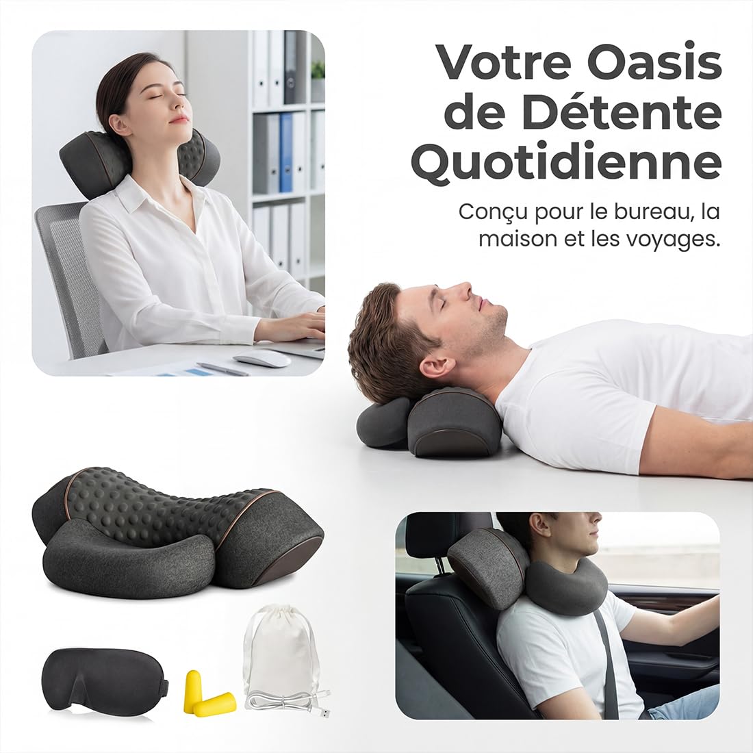 Spinea Cervicalm, Masseur Cervical 3 En 1 Avec Chauffage, Vibration, Traction - Intensité RéGlable Portable, Soulager Les Douleurs Des Tissus Profonds Pour Maison Et Bureau (#2,Trois modes)