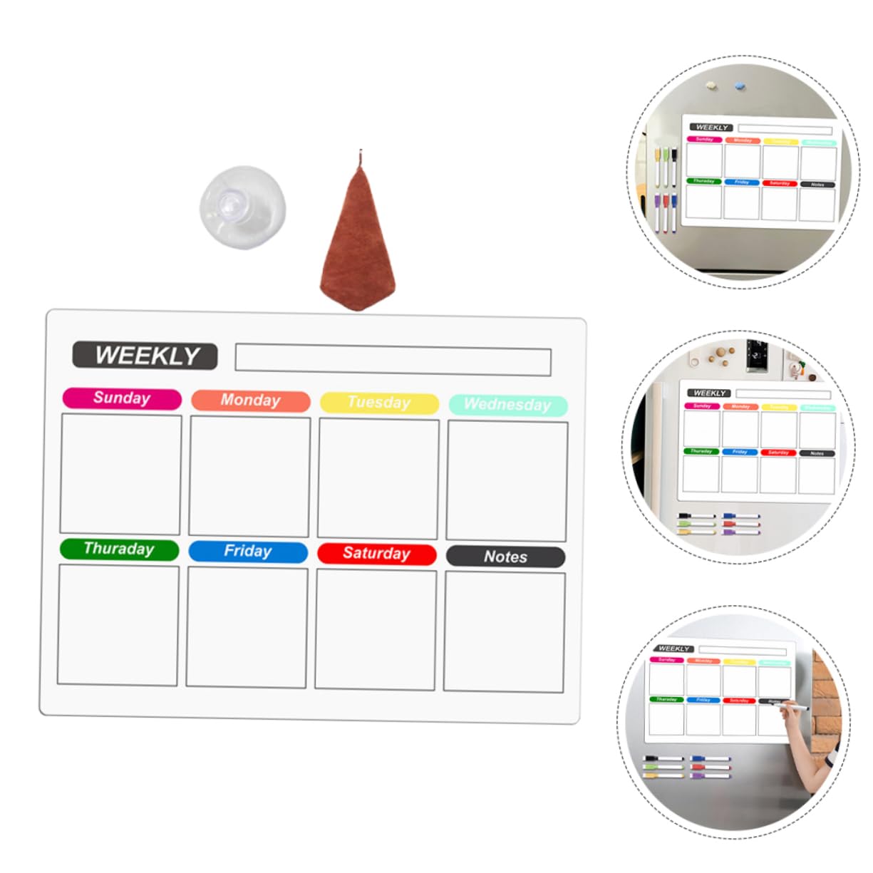 3 Set Lavagna cancellabile per agenda settimanale magnetica blocco note con lista della spesa magnetico lavagne cancellabili planner settimanale tavola del pianificatore pvc