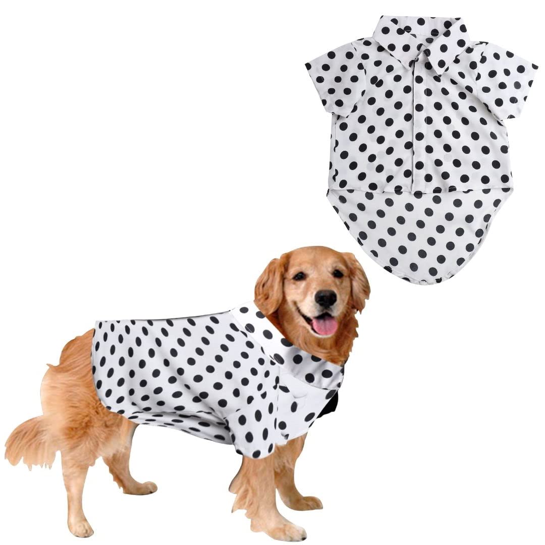 Sage Square Crazy Printed Dog Shirt, Trending Dog Shirt Ultra Soft & Light Weight, Comfortable & Breathable Dog Apparel, Trendy Outfit (Polka White) (Medium - 18inch) (B0B657XVWG) Amazon Price History, Amazon Price Tracker