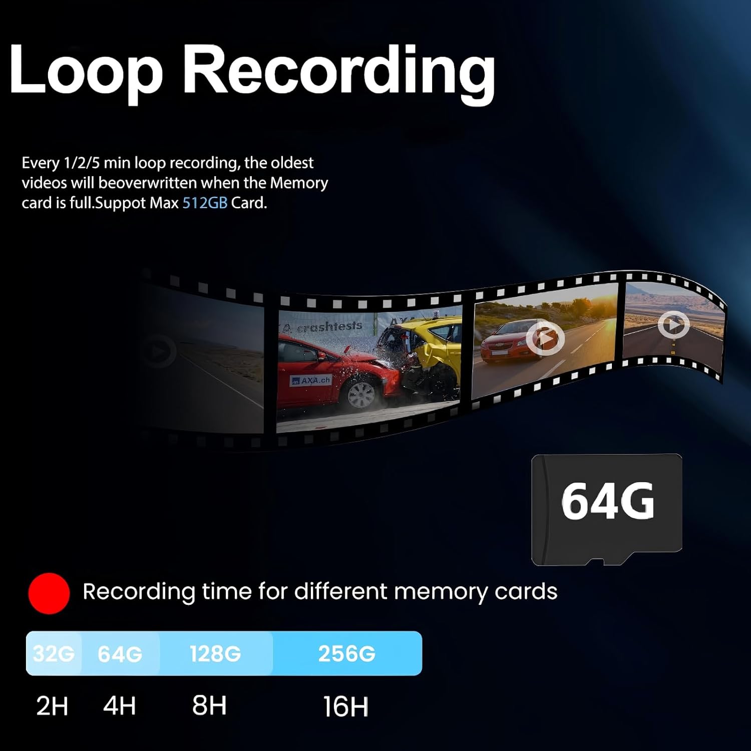 QOZ V969 Mirror Dash Camera Loop Recording feature