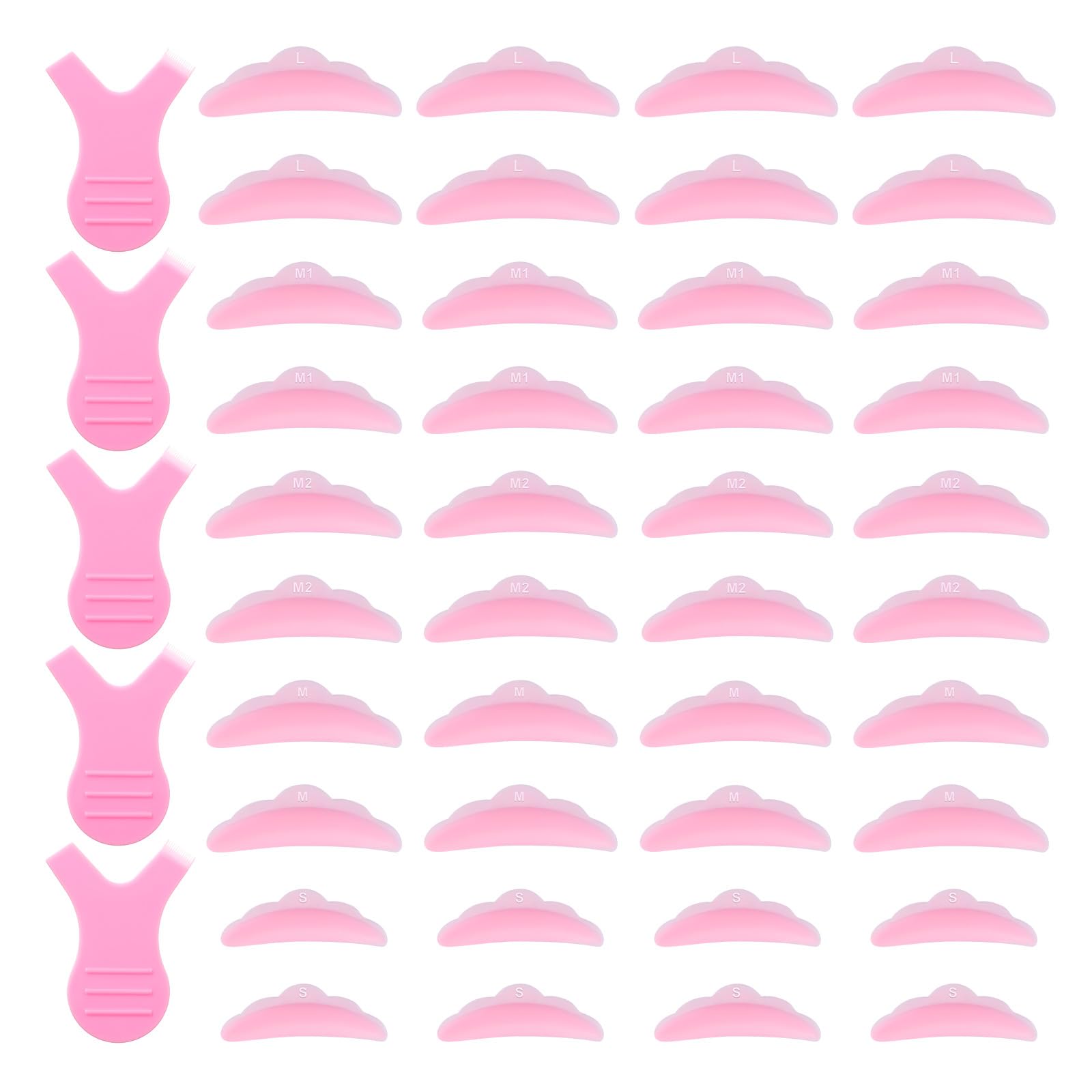 45Pcs Lash Lift Rods, Silicone Lash Lift Pads Eyelash Shields for Perm Curls Kits Silicone Eyelash Pads for Eyelashes Makeup Tool Reusable Lash Lifting Pink Eyelash Curler Supplies 5 Sizes S/M/M1/M2/L-image-43