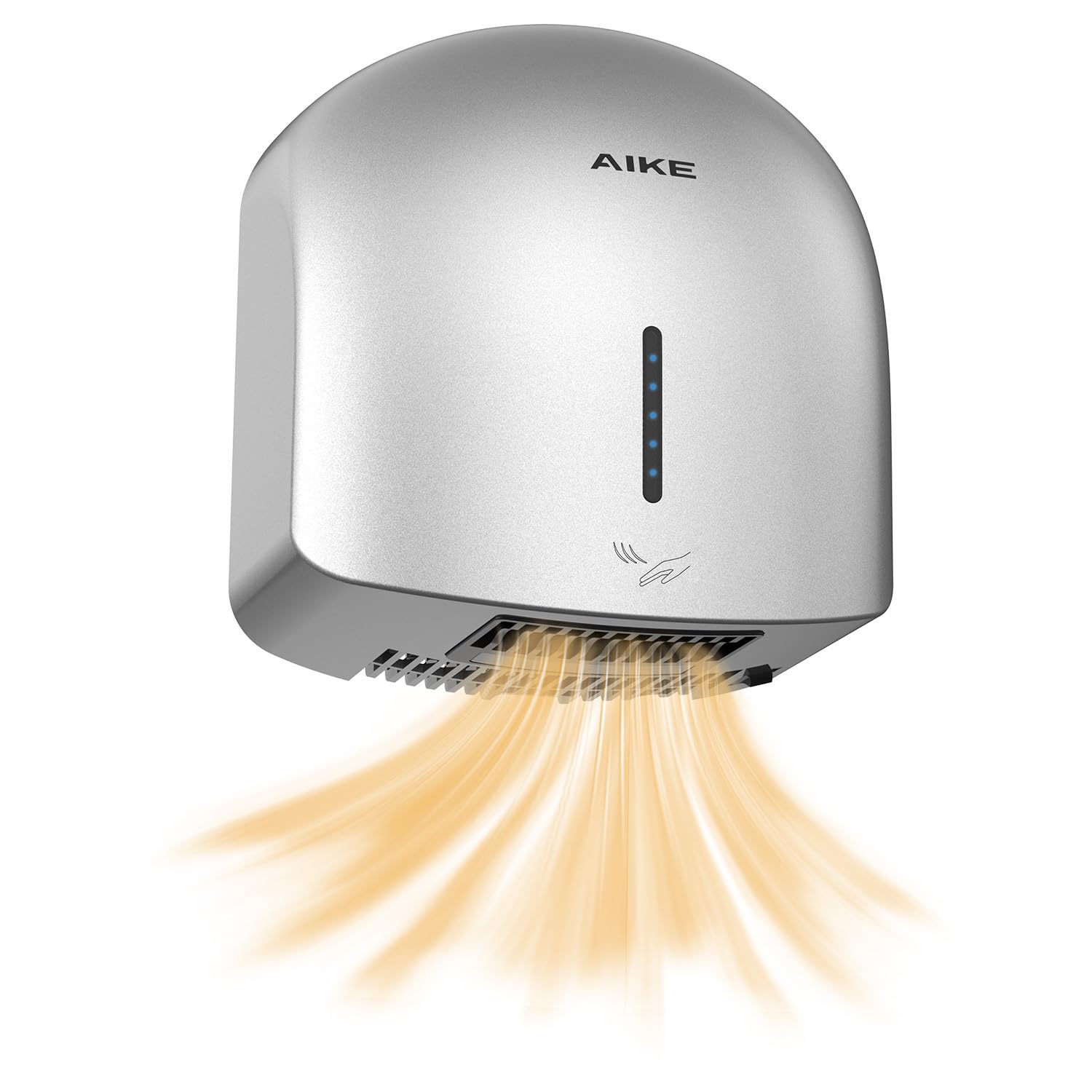AIKE GentleAir Seche Mains Chauffant Silencieux, pour Maison & Salles de Bain, AC220V-240V, Argent Étoilé