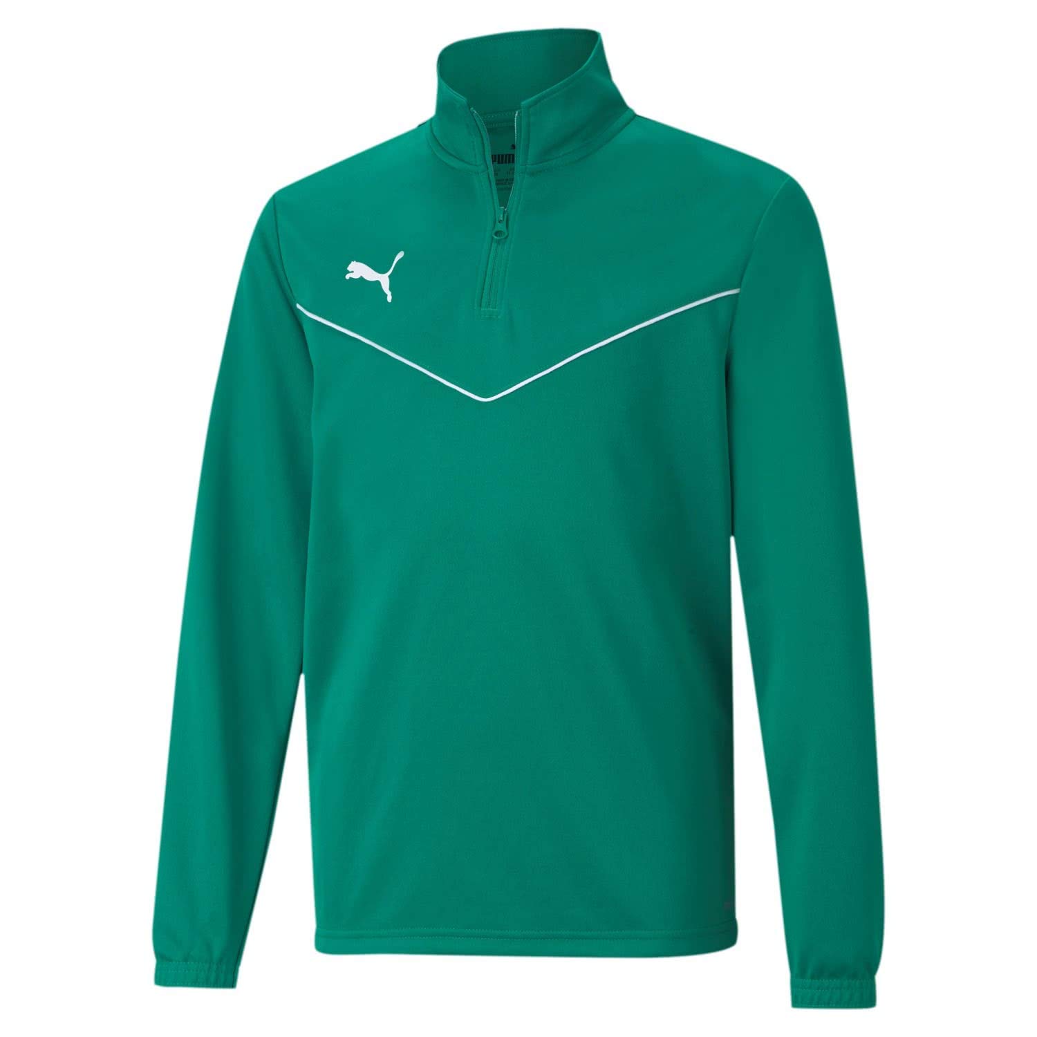 Puma Junior Teamrise 1/4 Zip Training Top Green/White