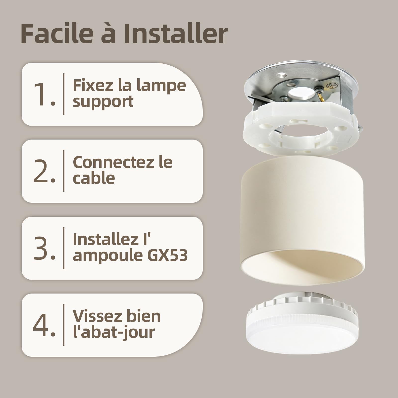 Spot en Saillie, Plafonnier Spot avec GX53 Ampoule Remplaçable