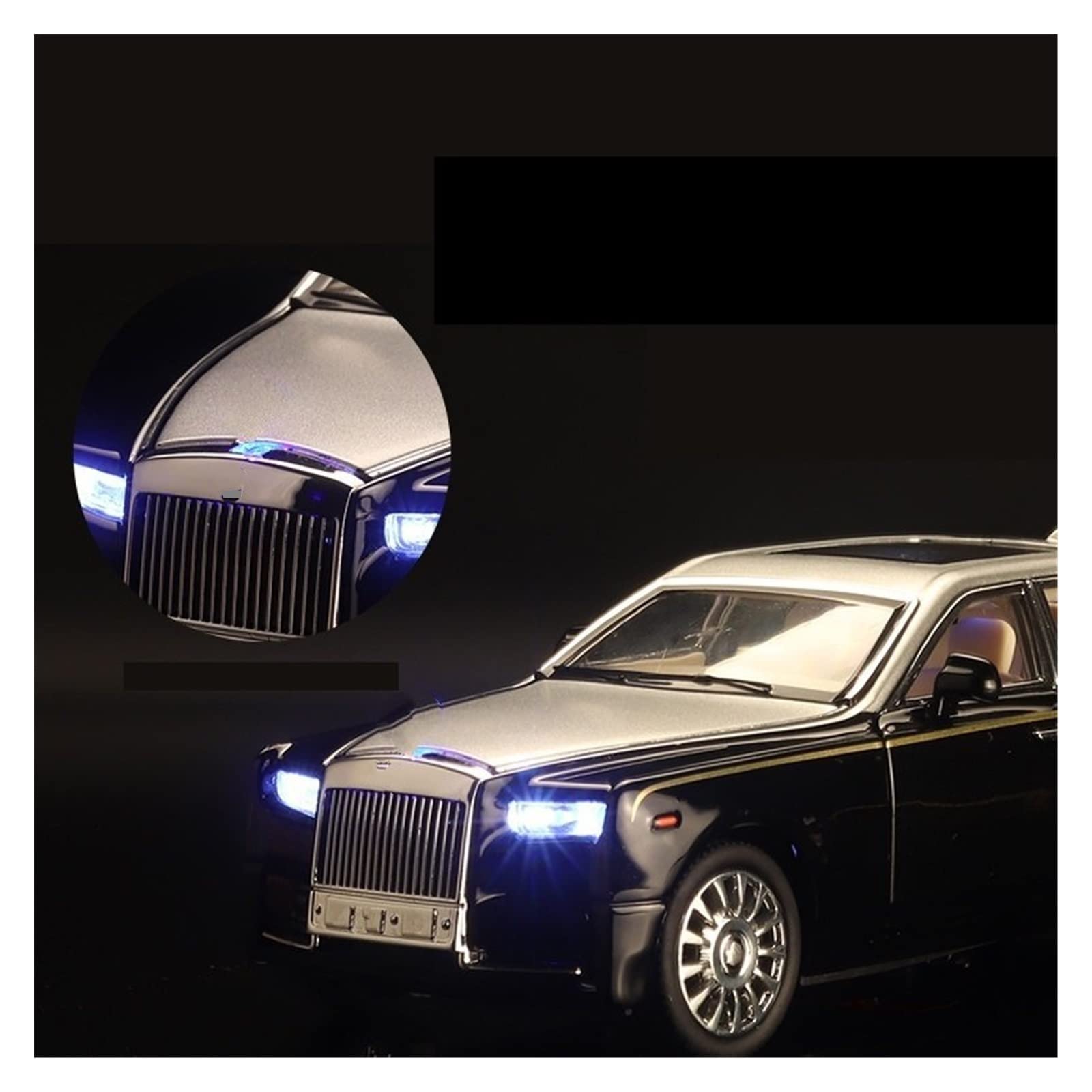 Modello in lega di metallo pressofuso per auto 1:24 per Rolls-Royce Phantom(Black)