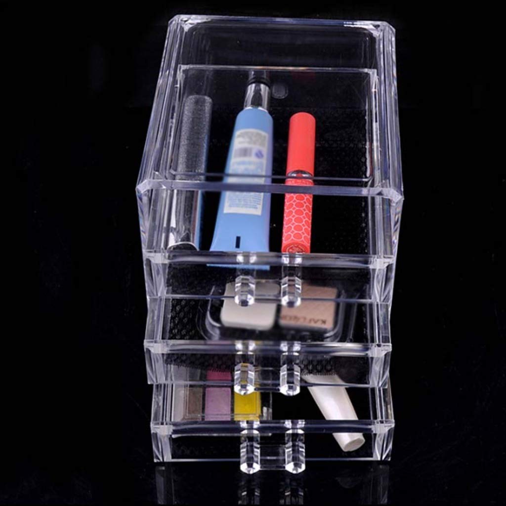 Organizadores de cosméticos Caja de almacenamiento de escritorio para el hogar Caja de almacenamiento de caja de maquillaje cosmético de 3 cajones, Caja de almacenamiento de cosméticos de plástico t