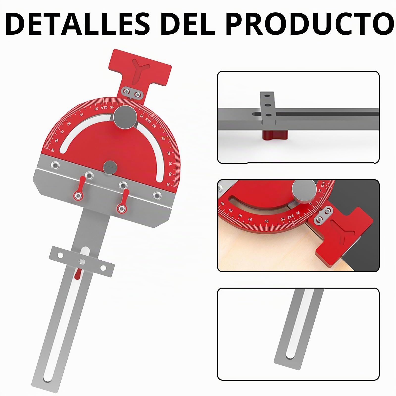 Guía de Ingletes para Sierra de Mesa, Accesorios de Riel Guía de Acero Inoxidable Dispositivo Auxiliar de Guía de ángulo Recto Multiángulo de -65° a 65° para Festool Riel