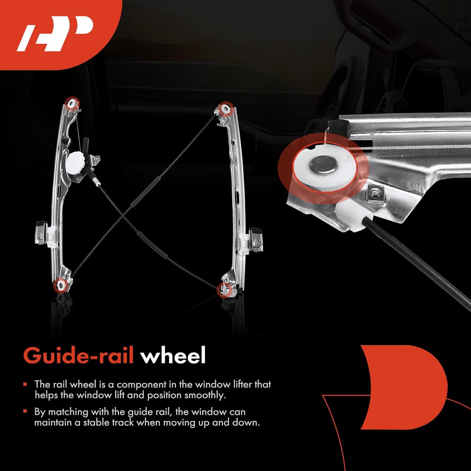 A-Premium Manual Window Regulator Front Driver Side Compatible with Chevrolet Silverado Suburban GMC Sierra Yukon XL 1500 2500 3500 HD Tahoe, Without Motor