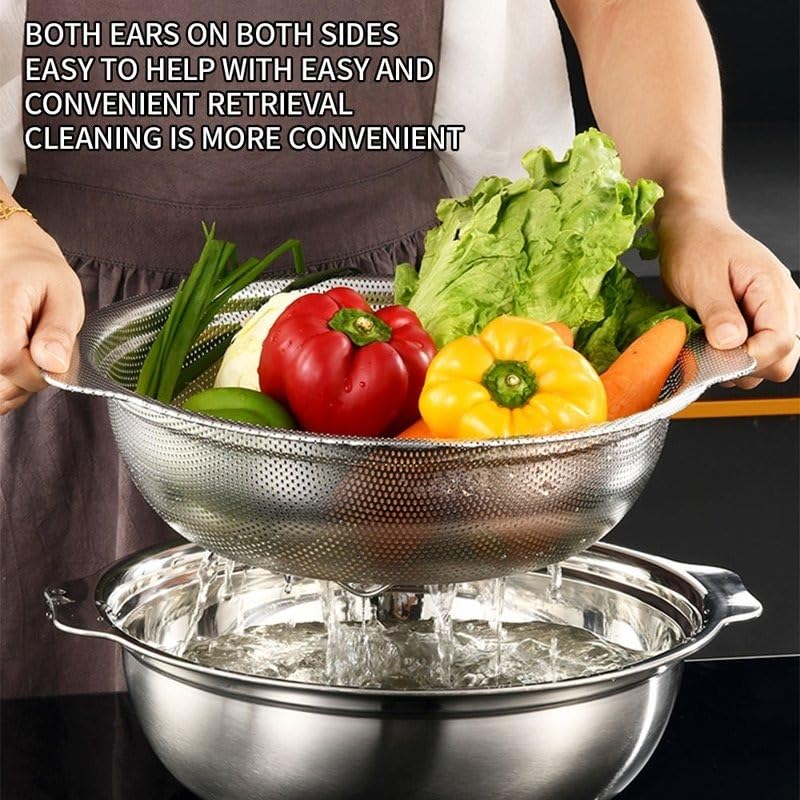 Image of Durable Kitchen Stainless Steel Rust Proof Rice Bowl with Easy Grip Handle for Curry Soup Snacks Serving Use