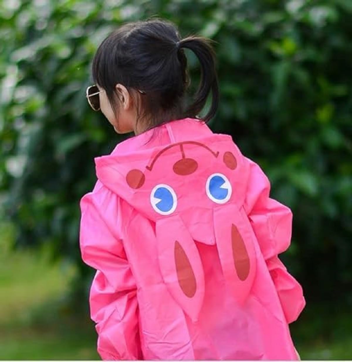 Zacharias Girl's Kids PVC Waterproof Long Raincoat fr-02 (Pink) (3-7 Years_Pack of 1)