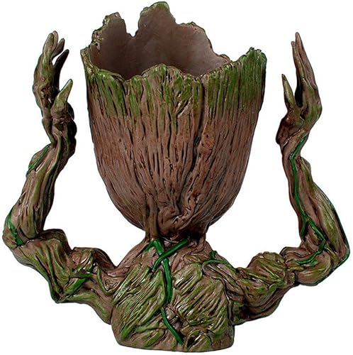 Miniatura 3 de Maceta de 6 pulgadas con diseño de Groot para bebé, cabeza de cara sonriente para plantas de interior o divertido soporte para bolígrafos, maceta