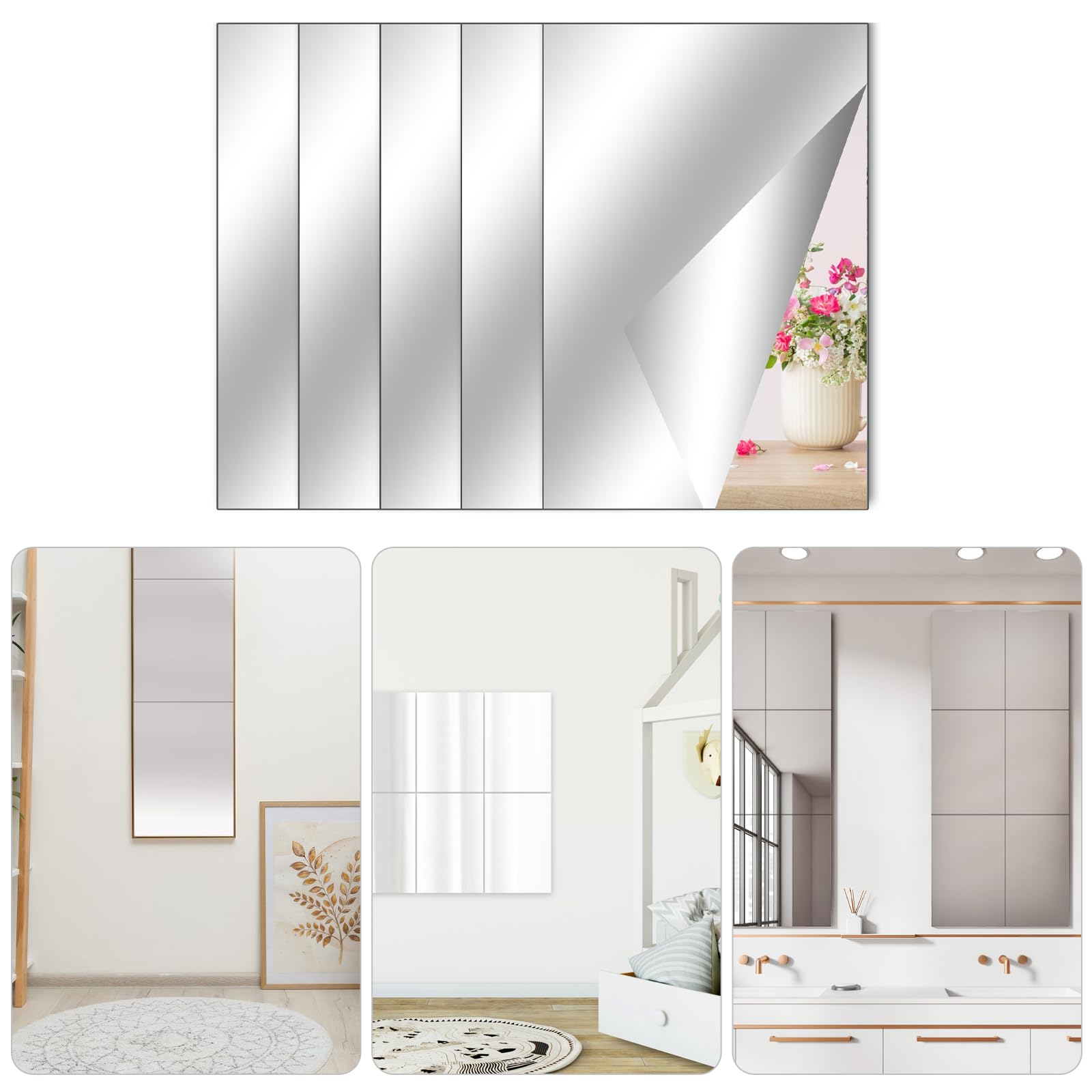 TSLBW 4 Pack Self Adhesive Mirror Stickers 40x30cm Acrylic Mirror Sheets for Wall School Home Livingroom Bathroom Bedroom Decor — view 4