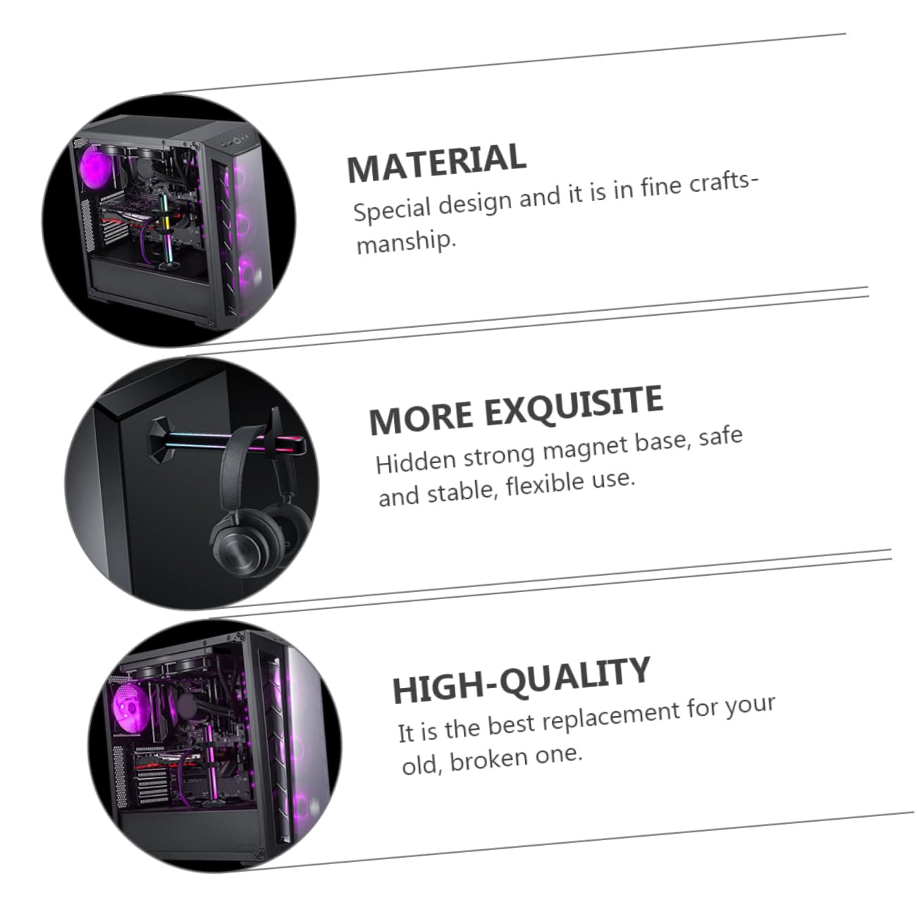Hemobllo Supporto per Scheda Grafica Gpu Regolabile in Abs, Base Magnetica Nascosta, Sincronizzazione Scheda Madre, Design a Sezioni, per PC DIY Nero