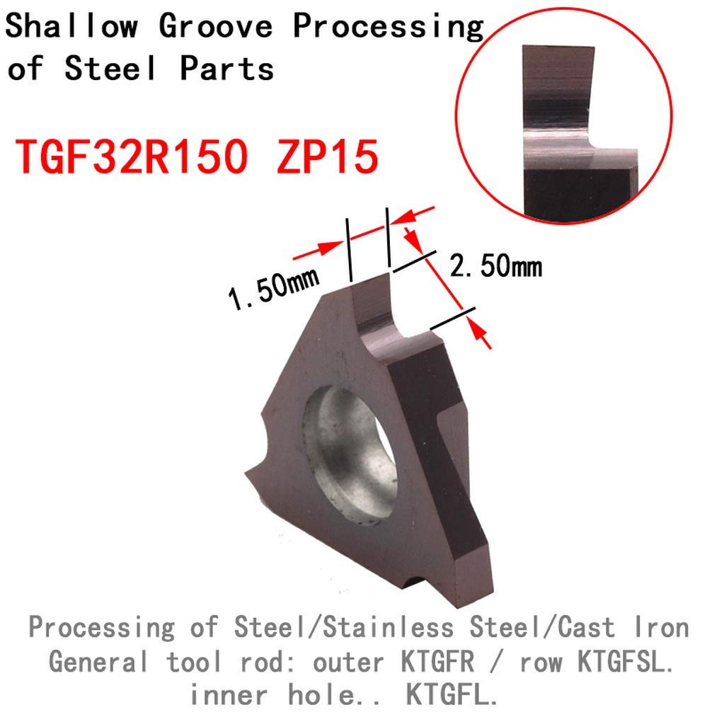 TGF32R150 ZP15 Separación de corte de ranura pequeña externa Torno CNC Inserciones de ranurado de carburo de Mahining