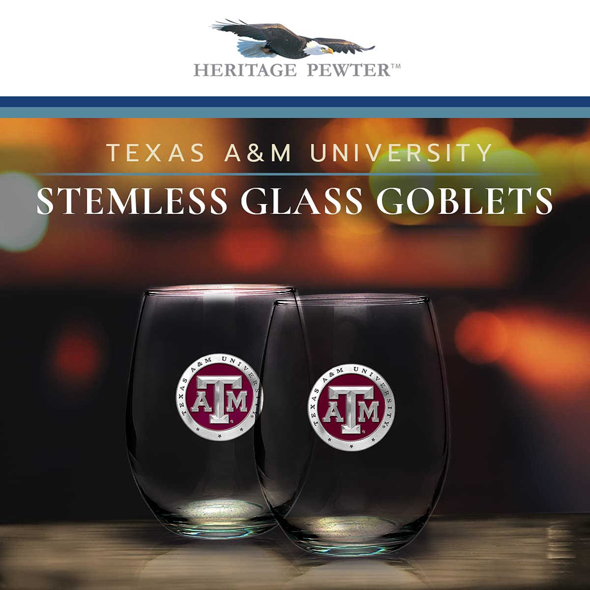 Texas A&M Pewter Wine Glasses - Set of 2 -2