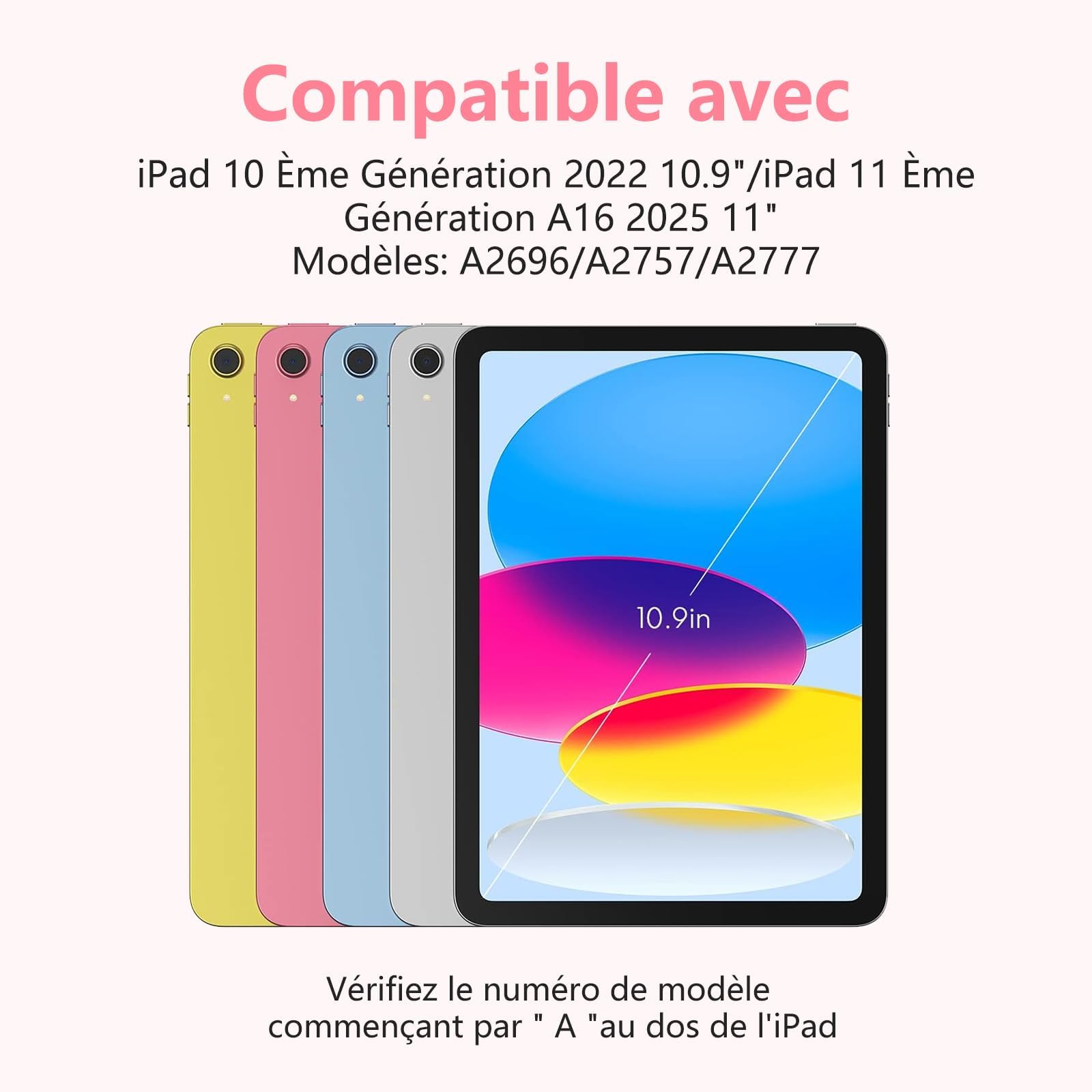 Coque Clavier pour iPad A16 11 Generation 11" 2025/iPad 10 10.9" 2022