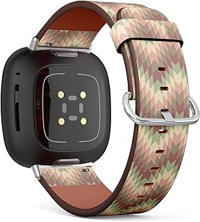 CJBROES Replacement Leather Watch Band, Compatible with Fitbit Versa 3 and Fitbit Sense of Wristband Bracelet Accessory - Colorful Mosaic