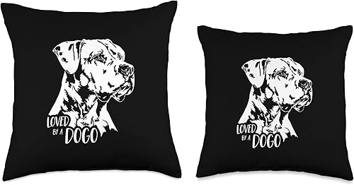 Miniatura 3 de Wilsigns Dogo Argentino Love Argentino Loved by a Dogo mom Dog Saying Throw Pillow, 18x18, Multicolor