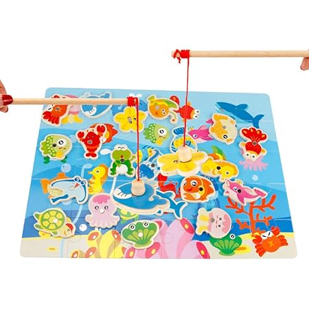 Amazon お魚釣りゲーム おもちゃ 木製玩具 子供 磁石 マグネット 2人で遊ぶ フィッシングゲーム 釣り 木のおもちゃ 出産祝い お誕生日 クリスマス プレゼント 男の子 女の子 積み木 おもちゃ