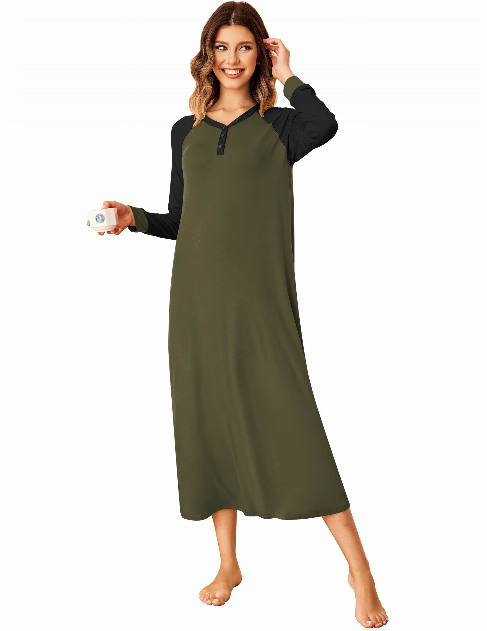 EkouaerWomen's Snap-Front Casual Sleepwear