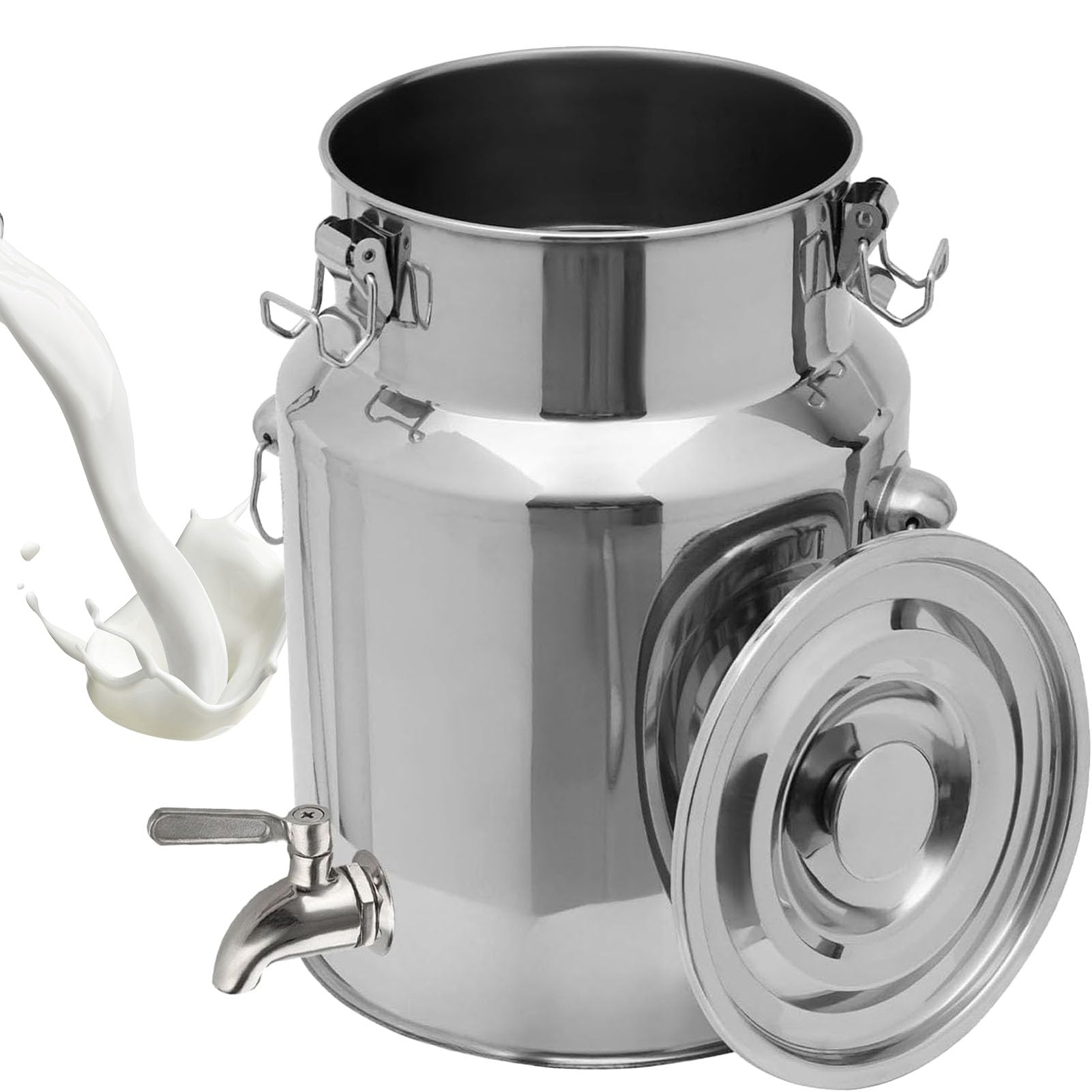 GTHTUHFD Stainless Steel Milk Can With Silicone Sealed Lid And Faucet, Heavy Bucket Pail For Liquid Storage And Transport, Wine Pail For Brewing, 5L/9L/14L/18L Options,5L