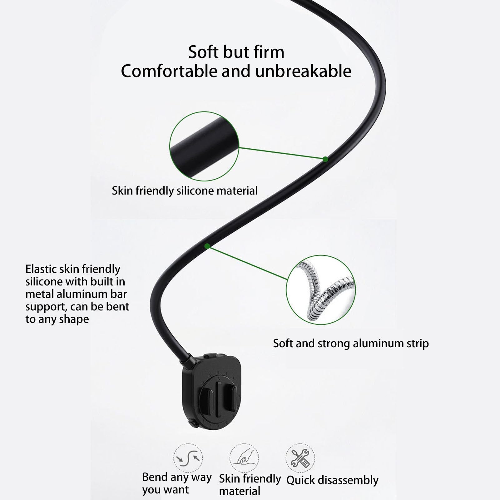 Supporto Magnetico Da Collo 4 In 1 Per Riprese POV E Vlog – Mani Libere Per IPhone, Android E GoPro, Per Cucinare, Equitazione, Outdoor - 3