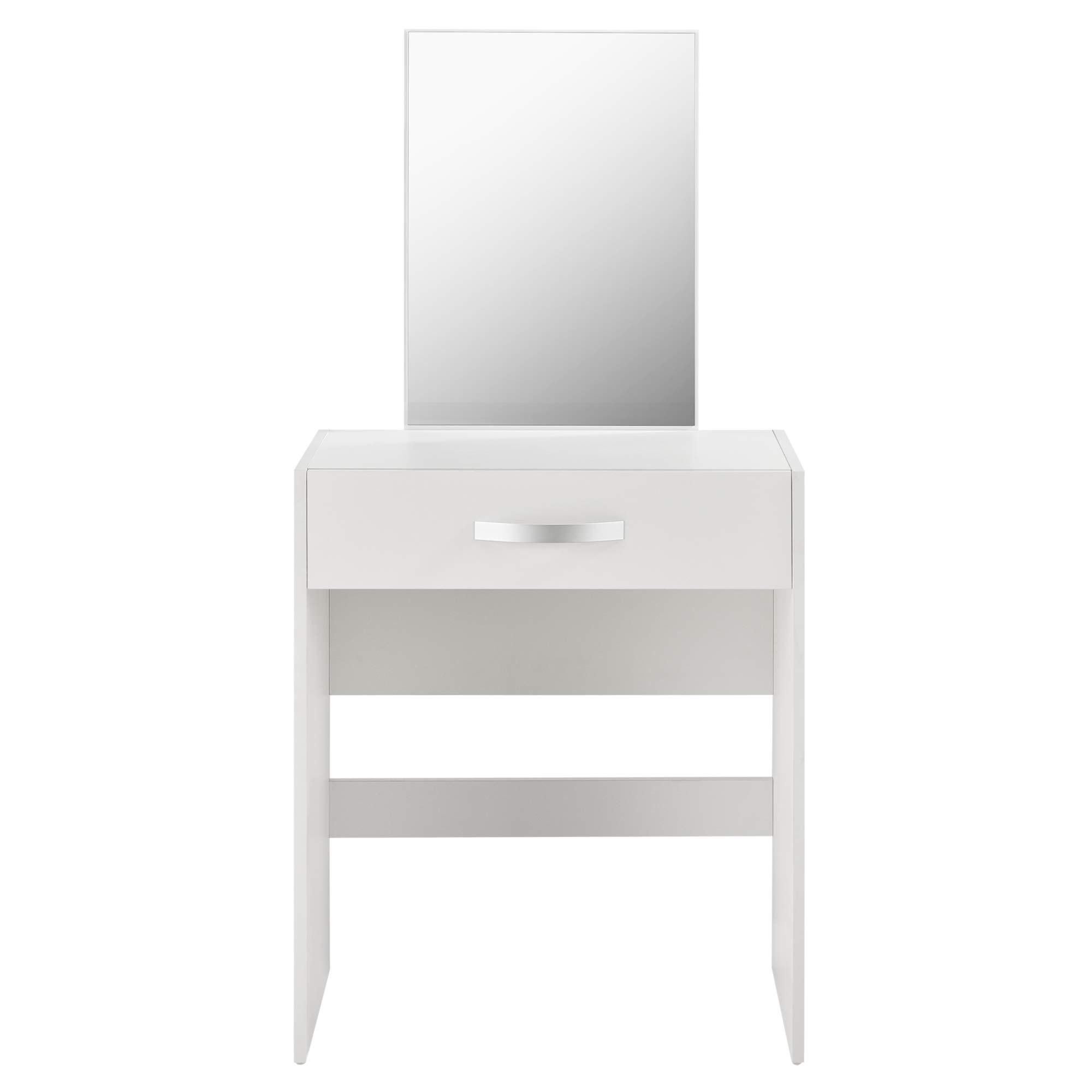 [en.casa] Juego de Tocador Mesa de Maquillaje con Espejo y Taburete 132 x 63 x 39 cm Mesa cosmética con Cajón Silla Peine Blanco