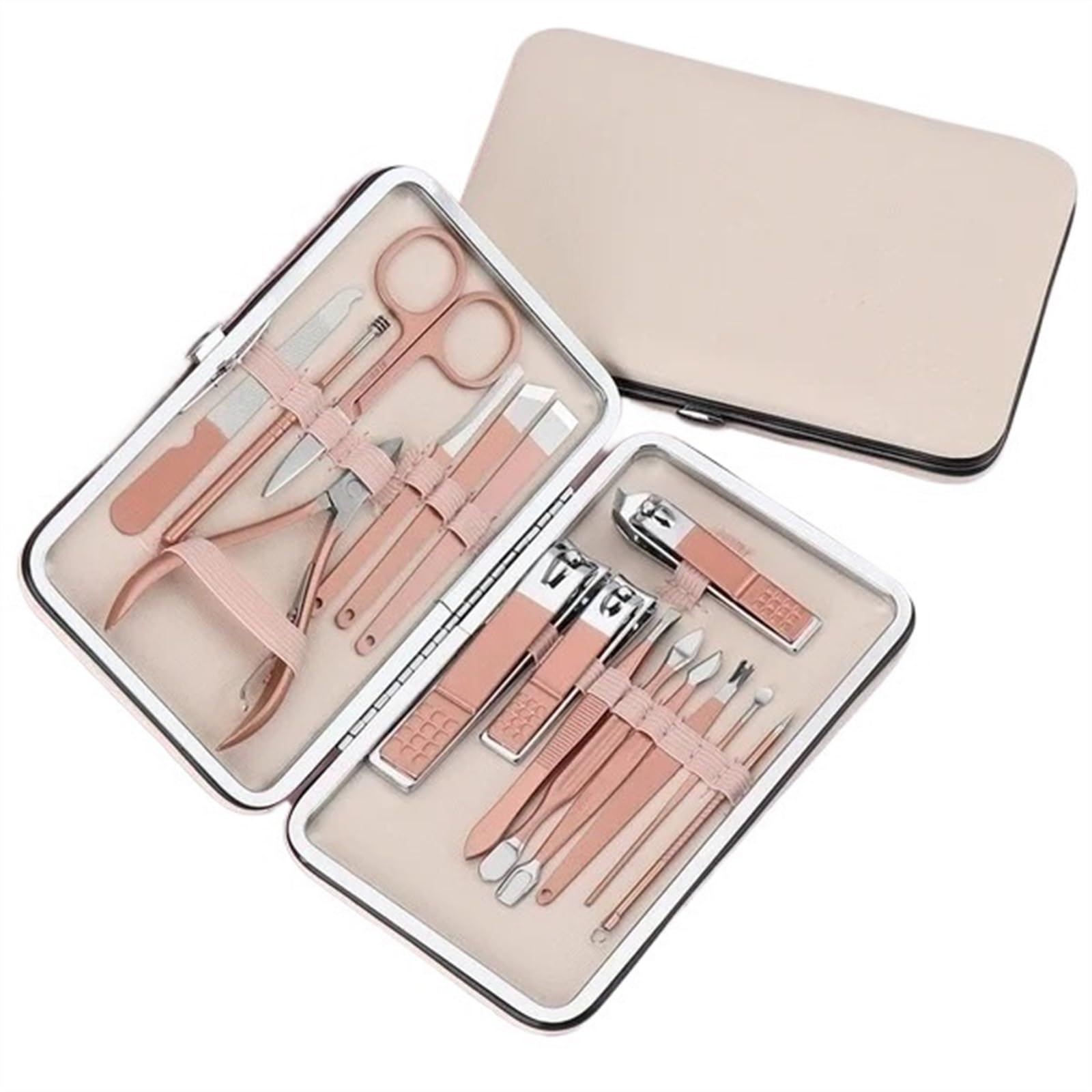 Zestaw do manicure narzędzia nowe różowe złoto i czarne nożyczki do paznokci zestaw obcinacz do paznokci pedicure uroda narzędzia obcinacz do paznokci (16 szt.)
