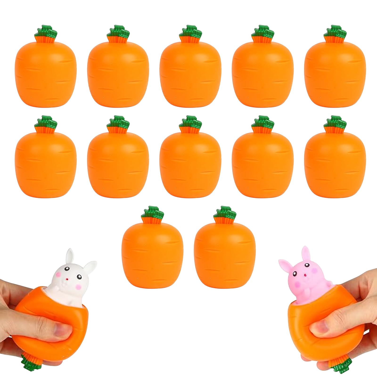 FDEFIRTFG Squeeze toys, Easter Bunny Squeeze Toys, Carrot Rabbit Fidget, Cute Sensory(12pcs)