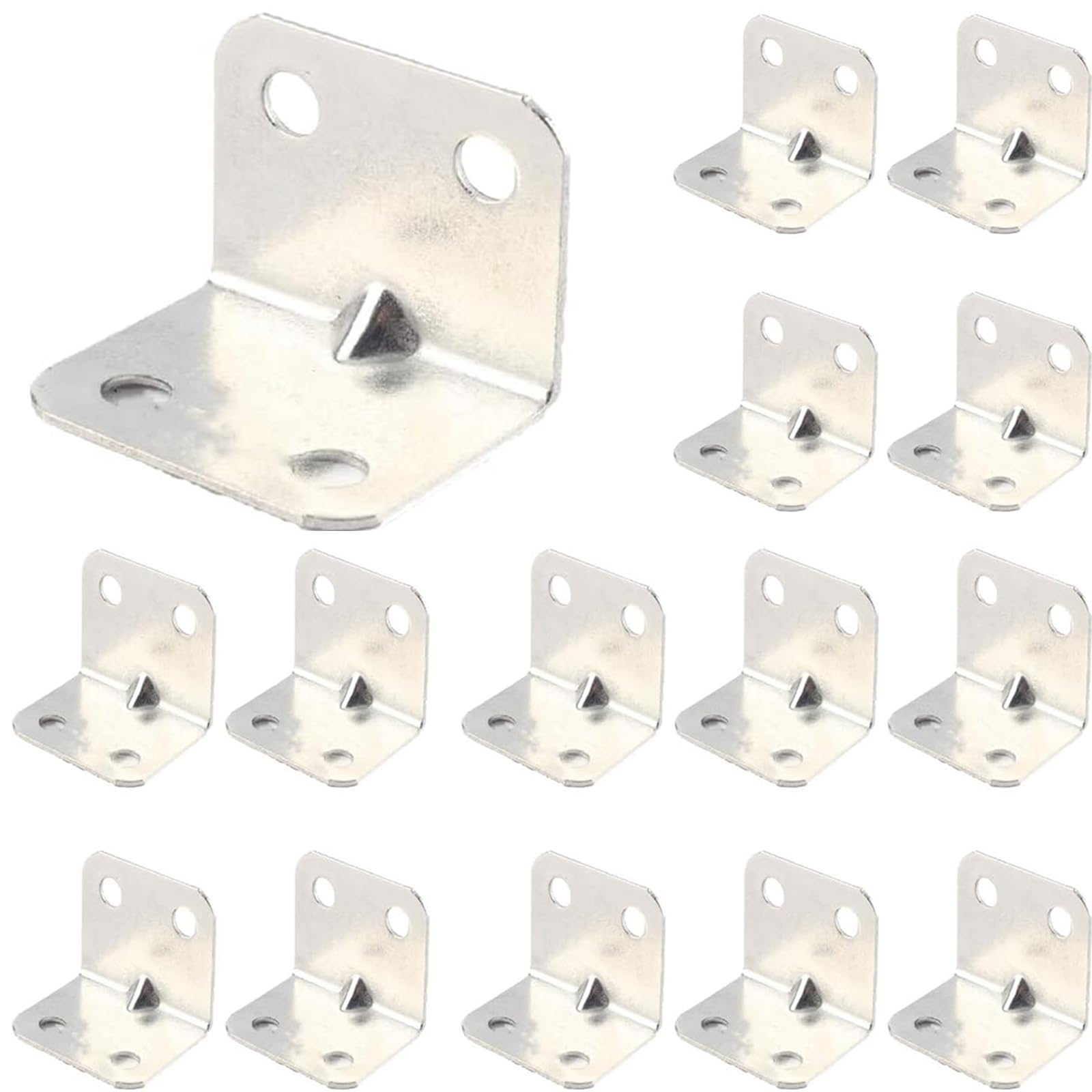 32 x Corner Brackets (20 x 20 x 20) Angle Reinforced Metal Braces Wood Timber Connecting Joining Fixing L Repair Connector