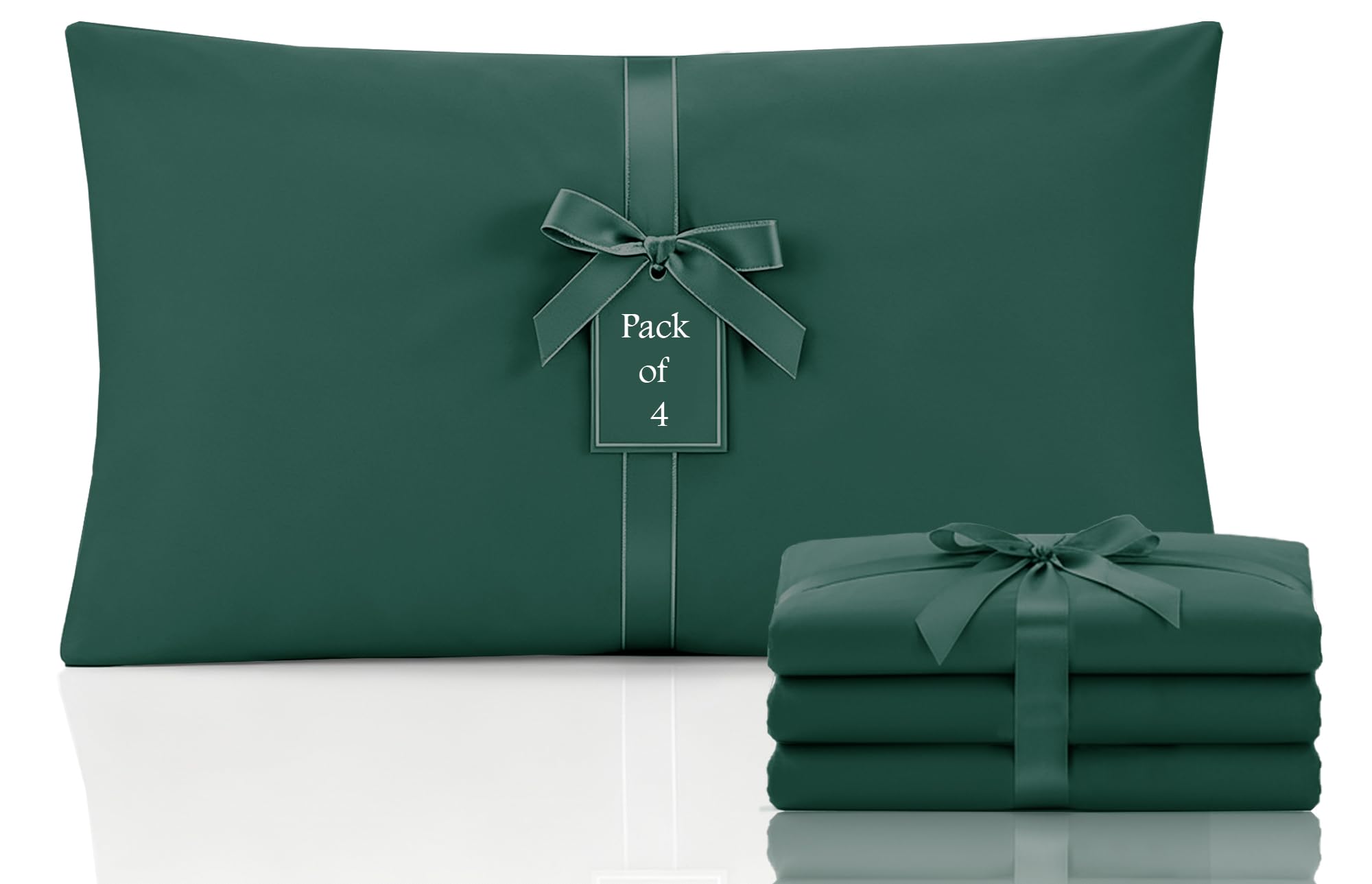 Moonlight Bedding Pillow Cases 4 Pack – Emerald Pillowcases Envelope Closure Super Soft Brushed Microfiber Standard House Wife Pillow Covers, (50 X 75 CM)